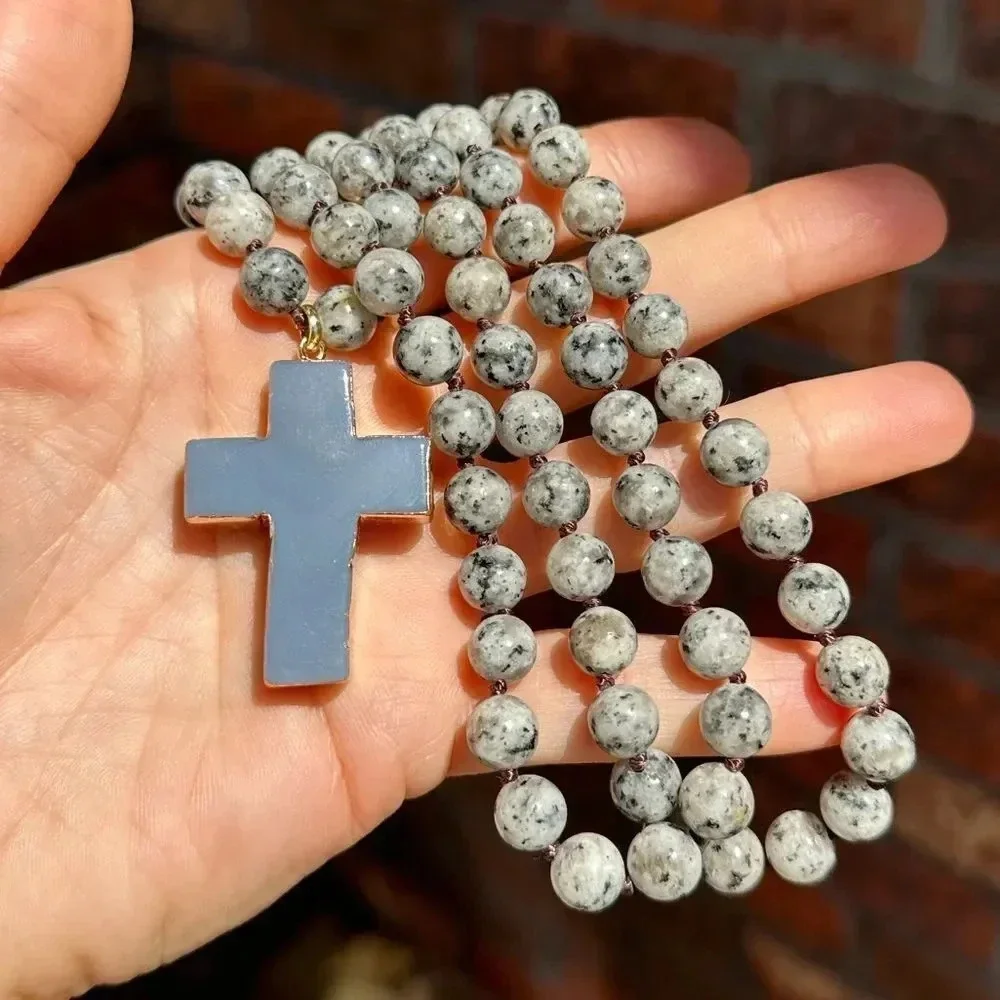 Natural Howlite Cross Pendant Necklace